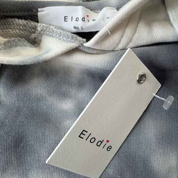 Elodie Women’s Large Crop Hoodie Gray Tie Dye Long Sleeve Oversized NWT - Picture 6 of 8